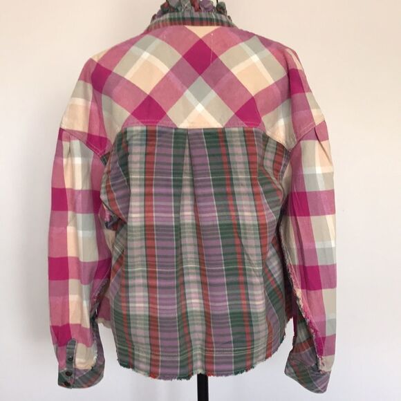 We The Free People Emily Plaid Top size S - Picture 9 of 15